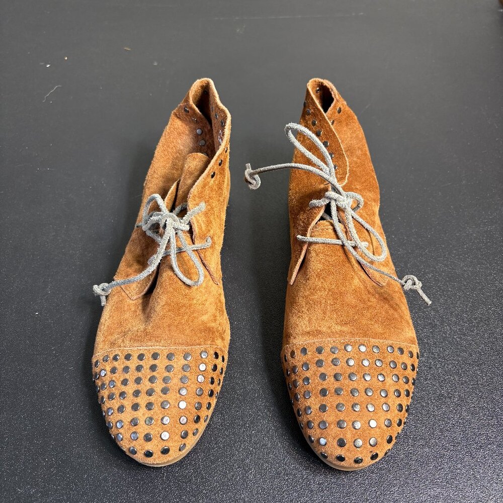 Women's BLACKSTONE Suede Boots with Stud Accents Camel sz 40